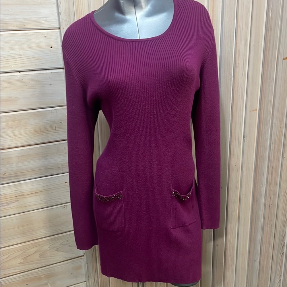 Studio Works Purple Long Sleeve Sweater Dress